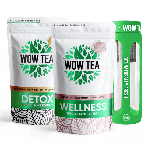 Mint Wellness Tea + Mint Detox Tea + Green Bottle