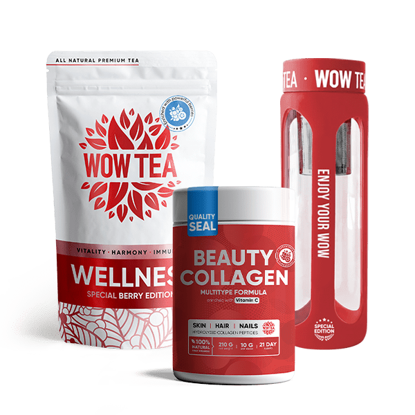 Berry Wellness Tea + Special Red Tea Infusion bottle + Collagen