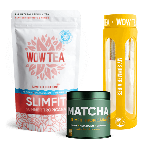 Matcha Tropicana + Summer Tropicana Slimfit Tea + Yellow Tea Infuser Bottle